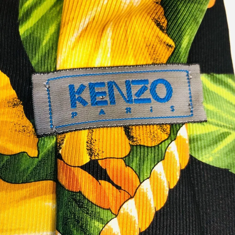 Kenzo Vintage Hibiscus Silk Tie